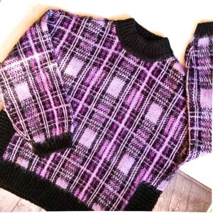 NWT Nine West purple plaid boxy crewneck!